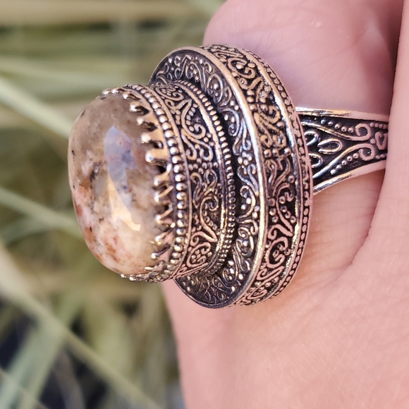 New Dendritic Opal 925 Silver Statement Ring. - Picture 6 of 16